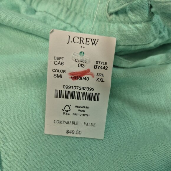 J.Crew Women's Striped linen blend drawstring Shorts Size XXL Green Mint (55) - Picture 9 of 12